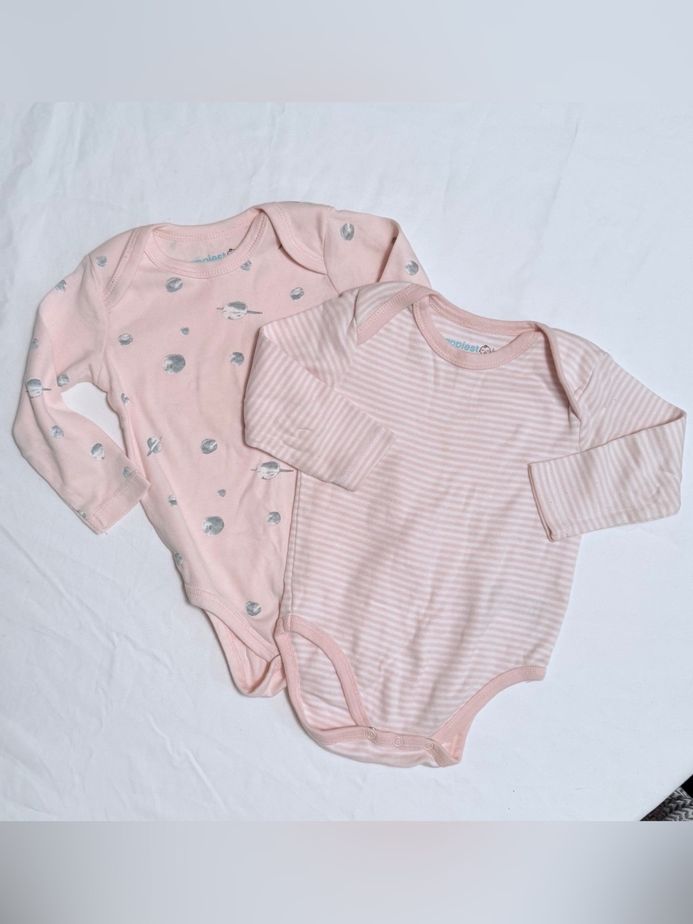 Happiest Baby 100% Organic Long-Sleeve Bodysuit Set with Planet & Striped Print